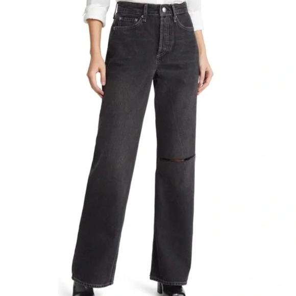 rag & bone Denim - rag & bone Black Wide Leg Flare Jeans